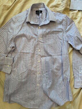 Crocodile Blue Tattersall Check Dress Shirt 15.5